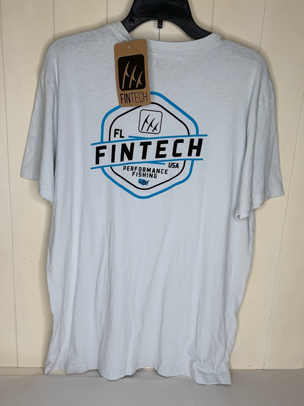 Fintech Performance Fishing Fish Hook American Badge - Light Gray  NEW